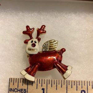 Vintage fashion brooch Christmas Flying Reindeer